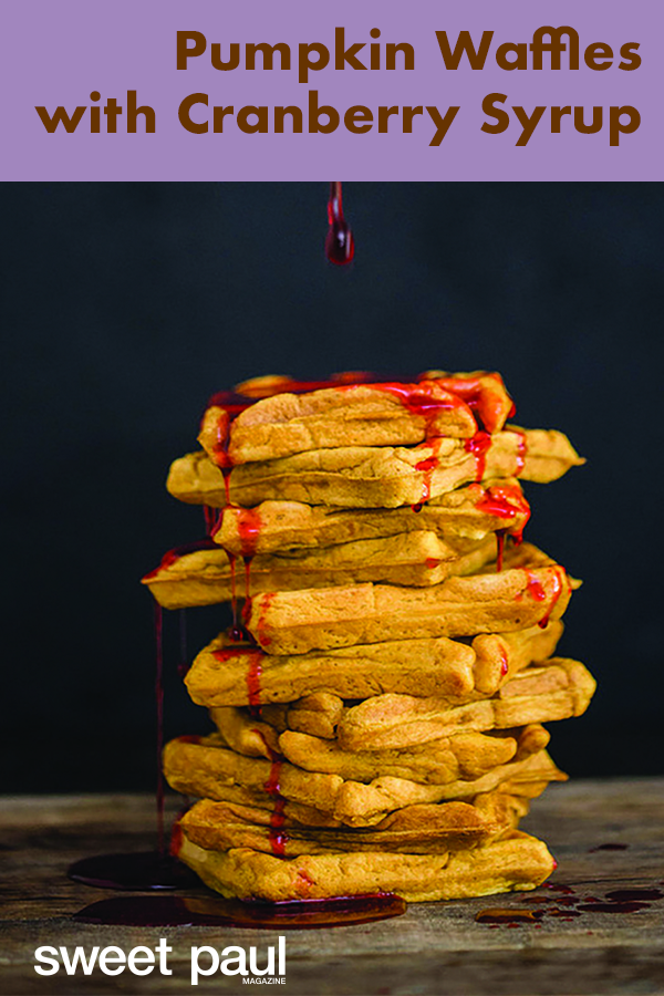 Our friend Tiffani Thiessen shares her comforting pumpkin waffles with decadent homemade cranberry syrup with us. The pumpkin puree makes these extra moist and delish! Not gonna lie... the cranberry syrup is my new favorite cocktail ingredient too!
