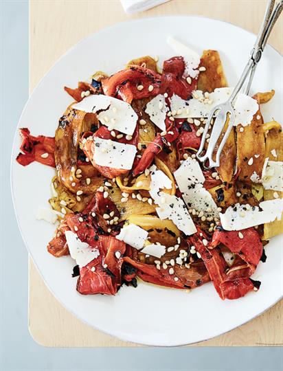Chargrilled Peppers with Pine Nuts & Kefalotyri Cheese