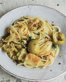 Garlic & Green Olive Pasta with Dill