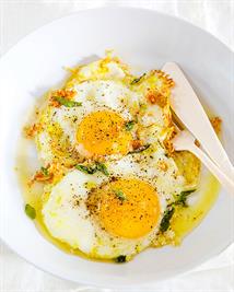 Fried Eggs with Lemon-Garlic Butter & Oregano