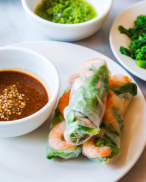 Chicken & Shrimp Vietnamese Summer Rolls with Peanut Sauce