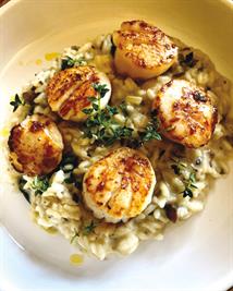 Mushroom Parmesan Risotto with Seared Scallops by Nik Fields