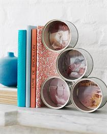 Tin Can Bookstand with Vintage Photos