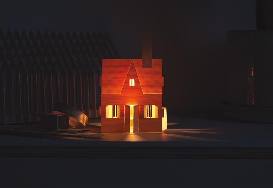 DIY Wood Veneer House-Shaped Lantern