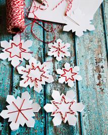 Embroidered Paper Snowflakes