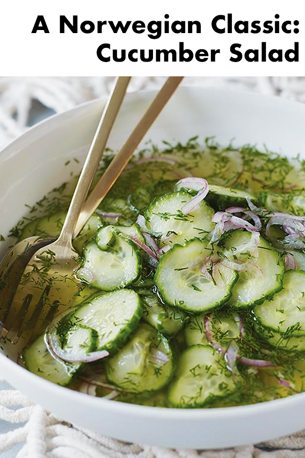 This is sort of a mix between pickles and a salad. In Norway, we always serve this salad with fish.